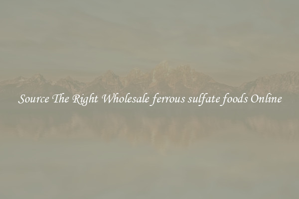 Source The Right Wholesale ferrous sulfate foods Online