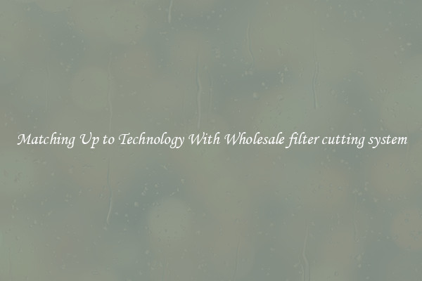 Matching Up to Technology With Wholesale filter cutting system