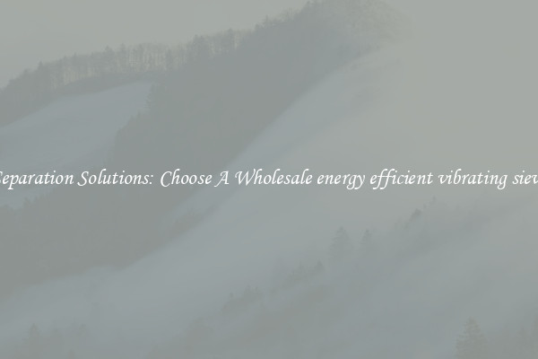 Separation Solutions: Choose A Wholesale energy efficient vibrating sieve