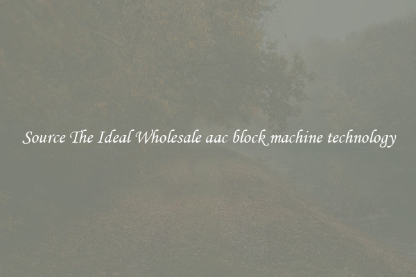 Source The Ideal Wholesale aac block machine technology