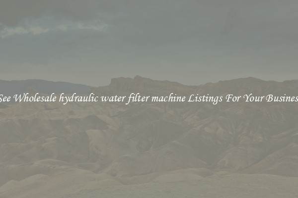 See Wholesale hydraulic water filter machine Listings For Your Business